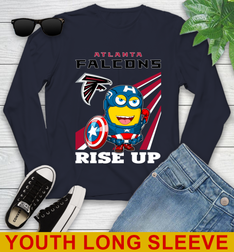 NFL Football Atlanta Falcons Captain America Marvel Avengers Minion Shirt Youth Long Sleeve 2