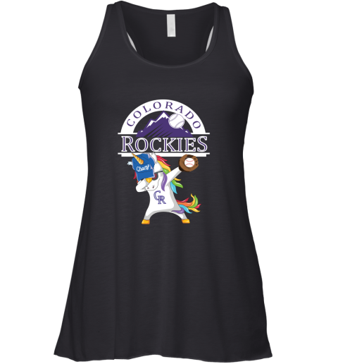 Hip Hop Dabbing Unicorn Flippin Love Colorado Rockies Racerback Tank