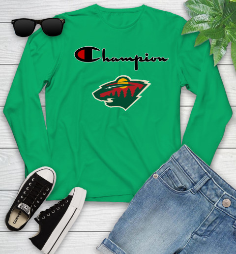 NHL Hockey Minnesota Wild Champion Shirt Youth Long Sleeve 4