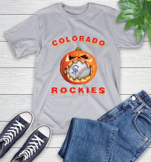MLB Colorado Rockies Halloween Pumpkin Baseball Sports T-Shirt 6