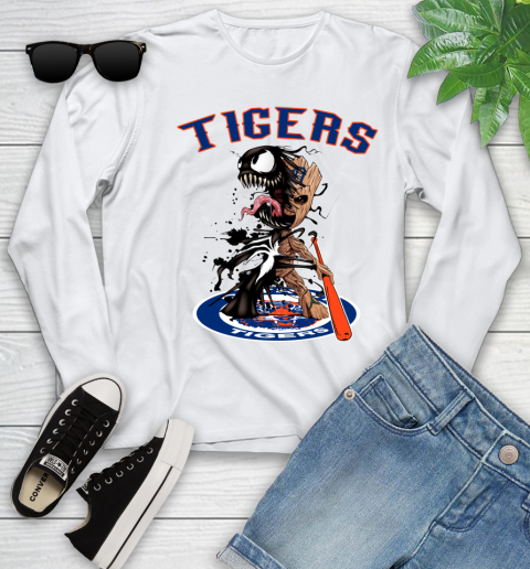 MLB Detroit Tigers Baseball Venom Groot Guardians Of The Galaxy Youth Long Sleeve