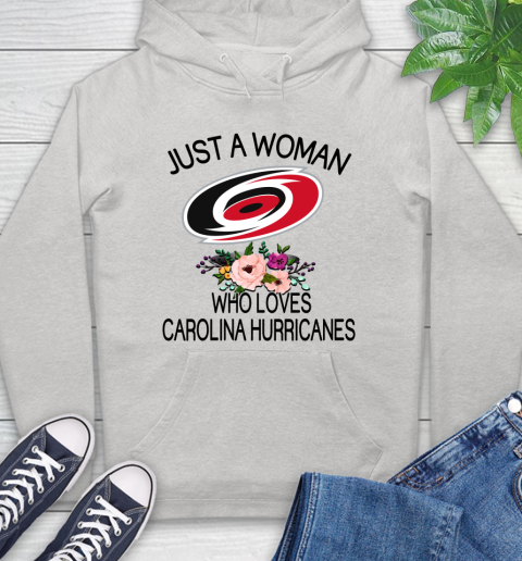 NHL Just A Woman Who Loves Carolina Hurricanes Hockey Sports Hoodie