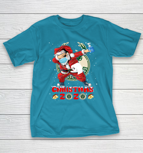 Milwaukee Bucks Funny Santa Claus Dabbing Christmas 2020 NBA T-Shirt 7