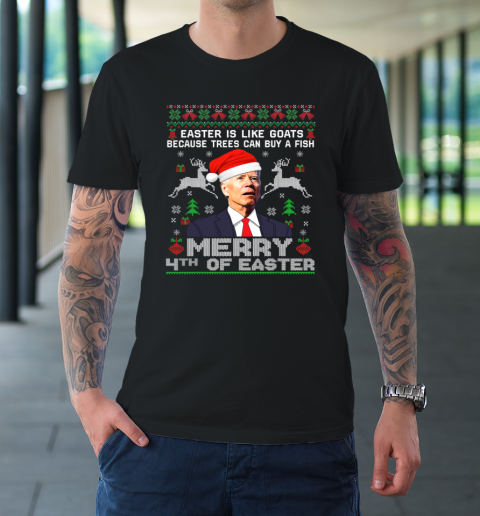 Merry 4th Of Easter Funny Biden Ugly Christmas T-Shirt