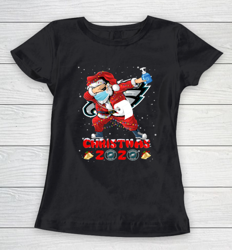 Philadelphia Eagles Funny Santa Claus Dabbing Christmas 2020 NFL Women's T-Shirt