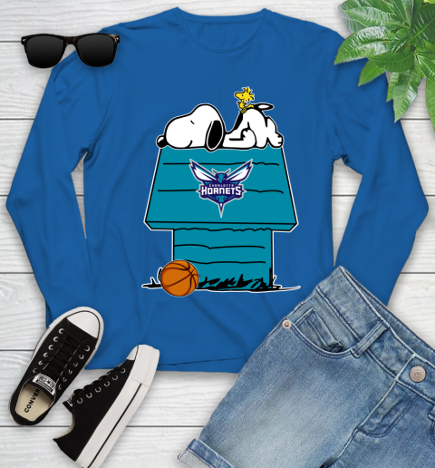 Charlotte Hornets NBA Basketball Snoopy Woodstock The Peanuts Movie Youth Long Sleeve 9