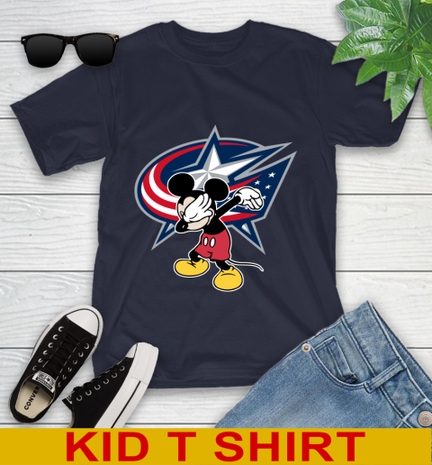 Columbus Blue Jackets NHL Hockey Dabbing Mickey Disney Sports Youth T-Shirt 3