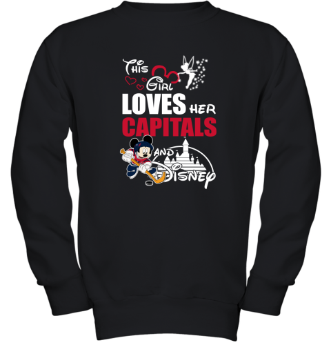 This Girl Love Her Washington Capitals And Mickey Disney Youth Sweatshirt