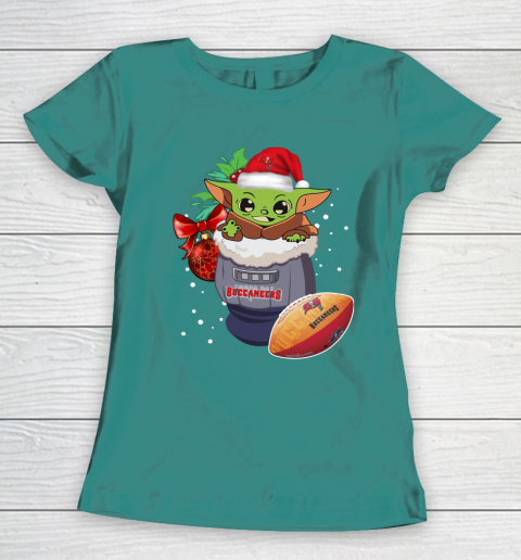 Tampa Bay Buccaneers Christmas Baby Yoda Star Wars Funny Happy NFL Women's T-Shirt 12