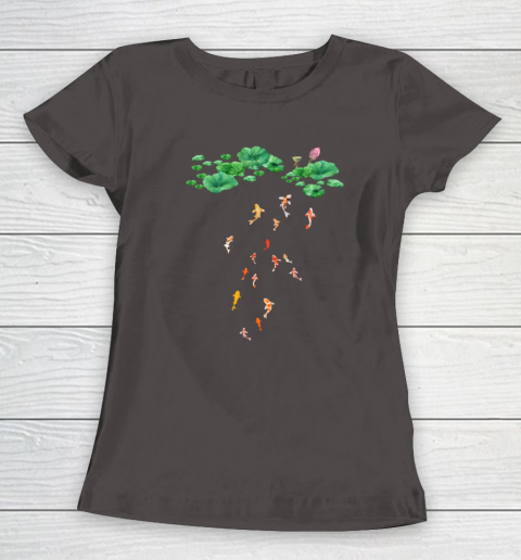 Watercolor Japanese Koi Fish Goldfish Lily Pad Lotus Leaf Shirt Women's T-Shirt 5