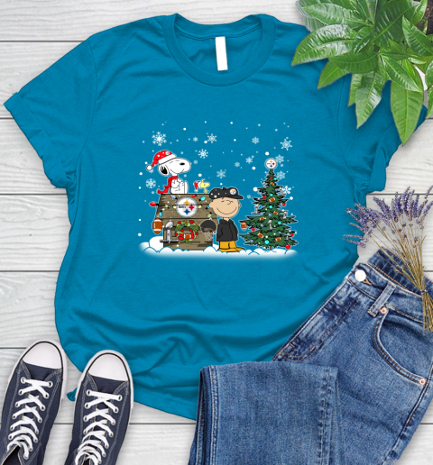 NFL Pittsburgh Steelers Snoopy Charlie Brown Christmas Football Super Bowl Sports Women's T-Shirt 10