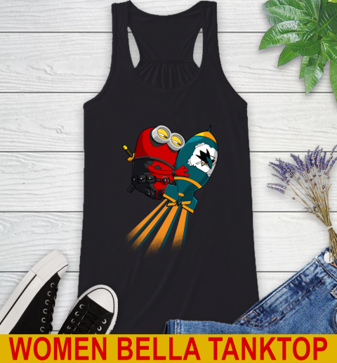 NHL Hockey San Jose Sharks Deadpool Minion Marvel Shirt Racerback Tank