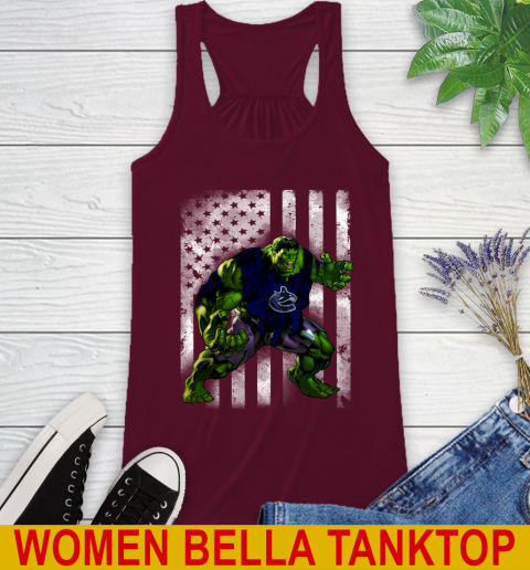 Vancouver Canucks Hulk Marvel Avengers NHL Hockey American Flag Racerback Tank 2
