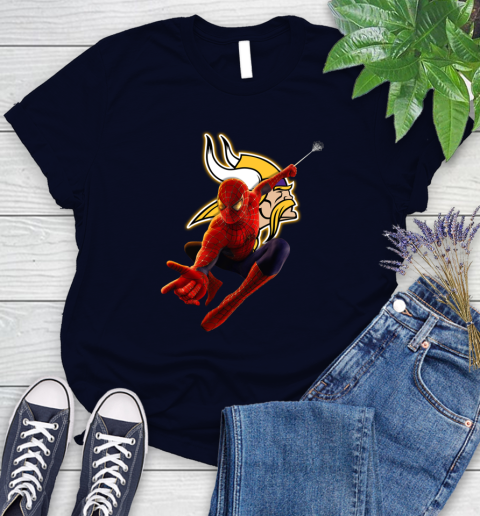 NFL Spider Man Avengers Endgame Football Minnesota Vikings Women's T-Shirt 3