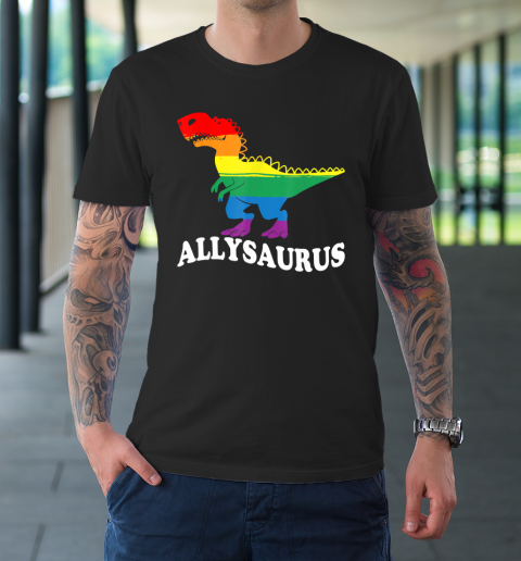 Allysaurus Dinosaur Rainbow Flag For Ally LGBT Pride T-Shirt
