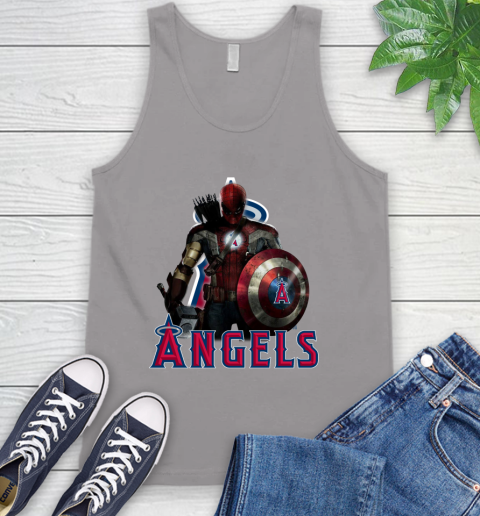 MLB Captain America Thor Spider Man Hawkeye Avengers Endgame Baseball Los Angeles Angels Tank Top 4