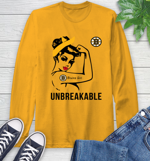 NHL Boston Bruins Girl Unbreakable Hockey Sports Long Sleeve T-Shirt 2