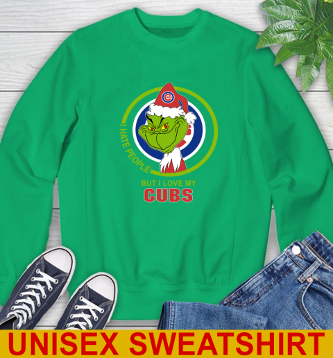 Chicago Cubs MLB Christmas Grinch I Hate People But I Love My Favorite Baseball Team Sweatshirt 6