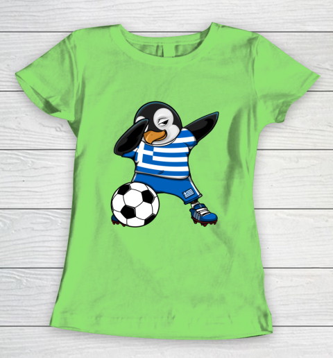 Dabbing Penguin Greece Soccer Fans Jersey Football Lovers Women's T-Shirt 5