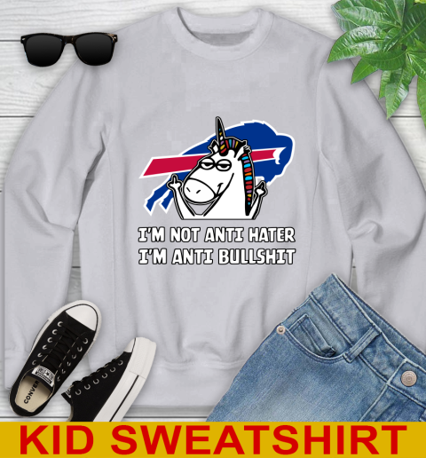 Buffalo Bills NFL Football Unicorn I'm Not Anti Hater I'm Anti Bullshit Youth Sweatshirt 4