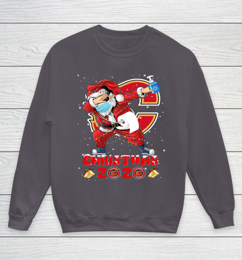 Calgary Flames Funny Santa Claus Dabbing Christmas 2020 NHL Youth Sweatshirt 5