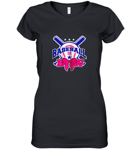 Baseball or Bow Baby Pregnant Shirt Pregnancy Tees Women's V-Neck T-Shirt