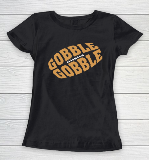 Vintage Gobble For Happy Thanksgiving Football Shaped Design Women's T-Shirt