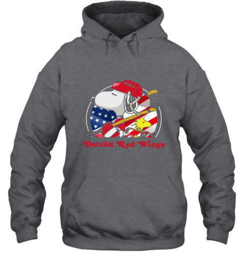 qm0d detroit red wings ice hockey snoopy and woodstock nhl hoodie 23 front dark heather