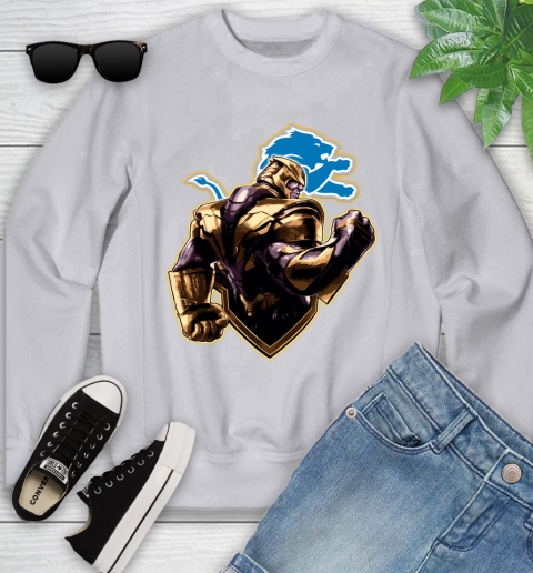 NFL Thanos Avengers Endgame Football Sports Detroit Lions Youth Sweatshirt 4