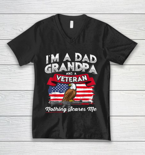 Grandpa Funny Gift Apparel  I'm A Dad Grandpa Veteran Father's Day Gift V-Neck T-Shirt