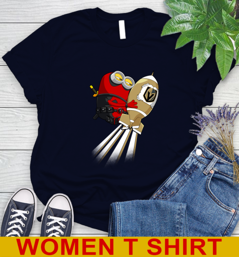 NHL Hockey Vegas Golden Knights Deadpool Minion Marvel Shirt Women's T-Shirt 2
