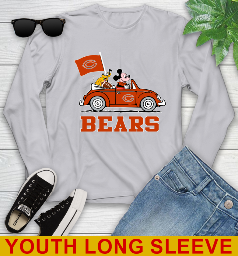 NFL Football Chicago Bears Pluto Mickey Driving Disney Shirt Youth Long Sleeve 6