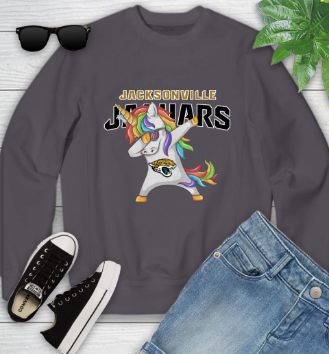 Jacksonville Jaguars NFL Football Funny Unicorn Dabbing Sports Youth Sweatshirt 6