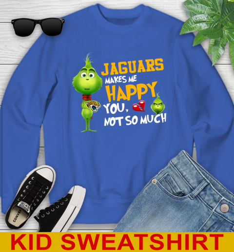 NFL Jacksonville Jaguars Makes Me Happy You Not So Much Grinch Football Sports Youth Sweatshirt 6