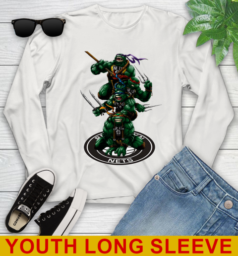 NBA Basketball Brooklyn Nets Teenage Mutant Ninja Turtles Shirt Youth Long Sleeve 12