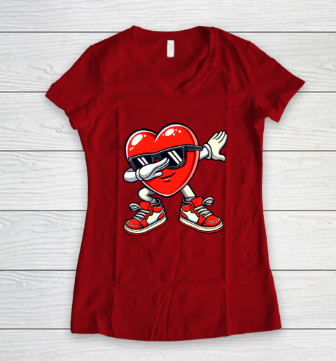 Dabbing Heart Funny Gifts Valentines Day Women's V-Neck T-Shirt 6