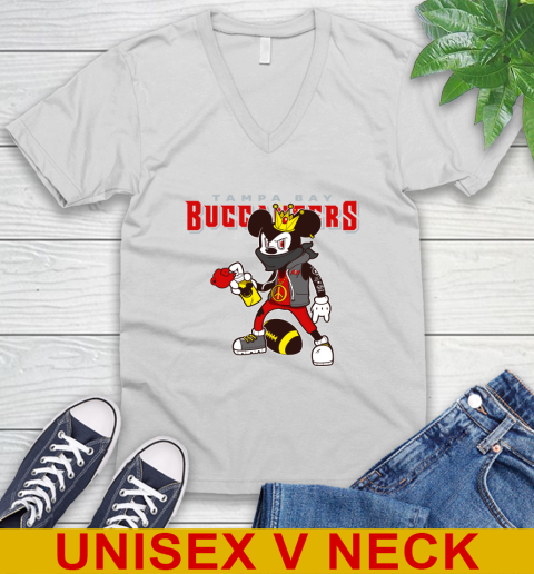 Tampa Bay Buccaneers NFL Football Mickey Peace Sign Sports V-Neck T-Shirt