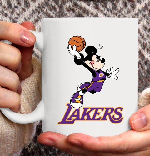NBA Basketball Los Angeles Lakers Cheerful Mickey Mouse Shirt Ceramic Mug 15oz 2
