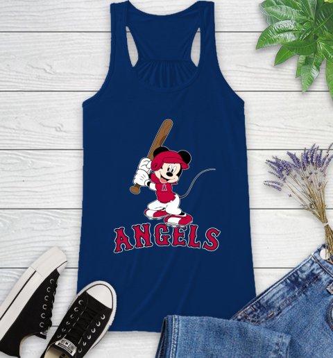MLB Baseball Los Angeles Angels Cheerful Mickey Mouse Shirt Racerback Tank 8