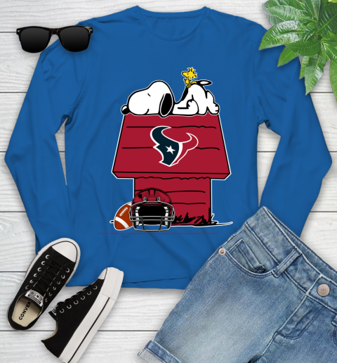 Houston Texans NFL Football Snoopy Woodstock The Peanuts Movie Youth Long Sleeve 9