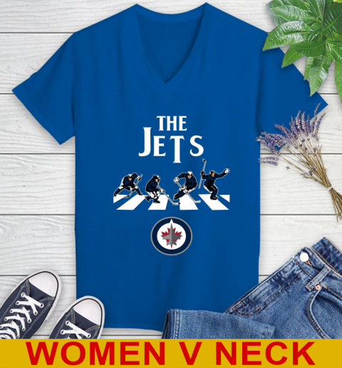 NHL Hockey Winnipeg Jets The Beatles Rock Band Shirt Women's V-Neck T-Shirt 9