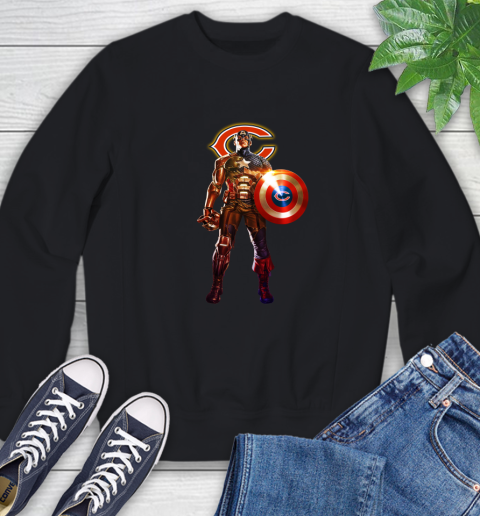 NFL Captain America Marvel Avengers Endgame Football Sports Chicago Bears Sweatshirt 2