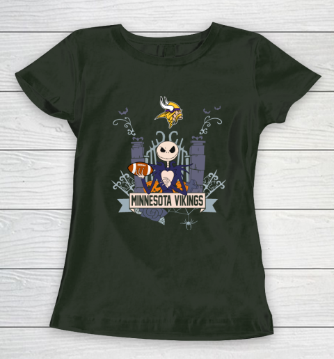 NFL Minnesota Vikings Football Jack Skellington Halloween Women's T-Shirt 4