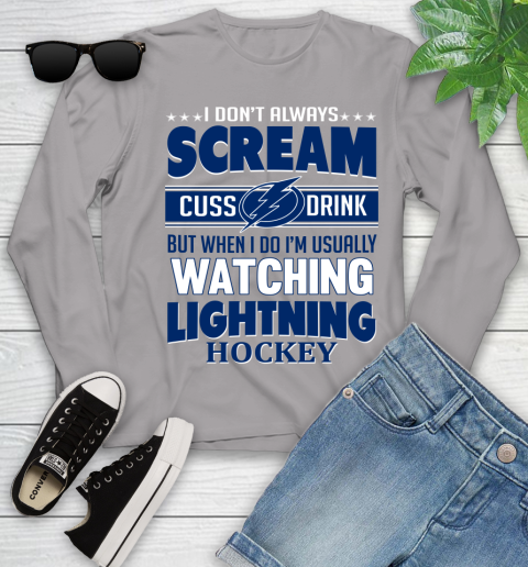 Tampa Bay Lightning NHL Hockey I Scream Cuss Drink When I'm Watching My Team Youth Long Sleeve 5