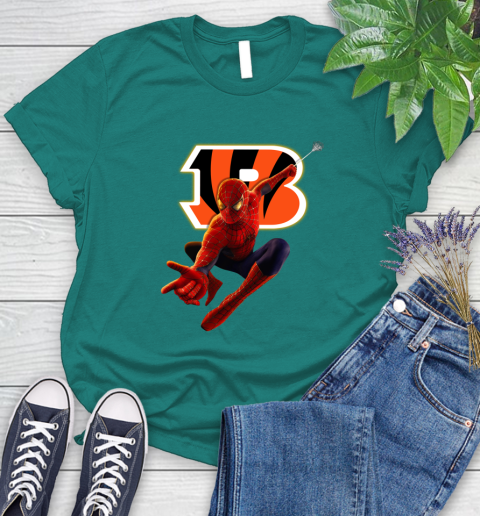 NFL Spider Man Avengers Endgame Football Cincinnati Bengals Women's T-Shirt 12