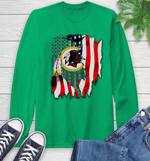 Washington Redskins NFL Football American Flag Long Sleeve T-Shirt 8