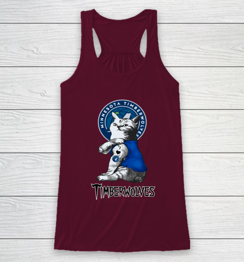 NBA Basketball My Cat Loves Minnesota Timberwolves Racerback Tank 2