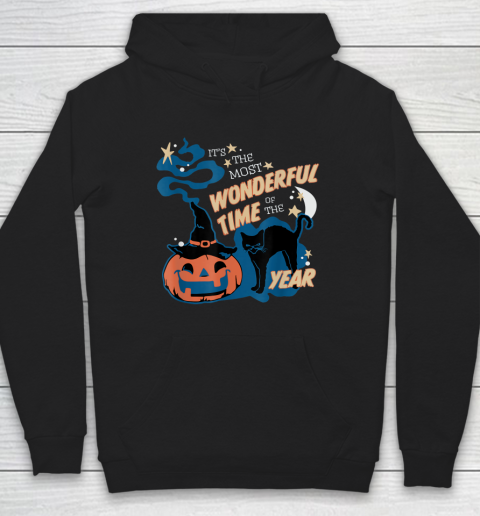 Black Cat Halloween Shirt It's the Most Wonderful Time Of The Year Hoodie