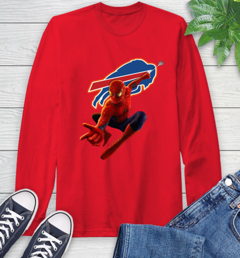 NFL Spider Man Avengers Endgame Football Buffalo Bills Long Sleeve T-Shirt 10
