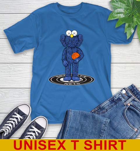 NBA Basketball Brooklyn Nets Kaws Bff Blue Figure Shirt T-Shirt 9
